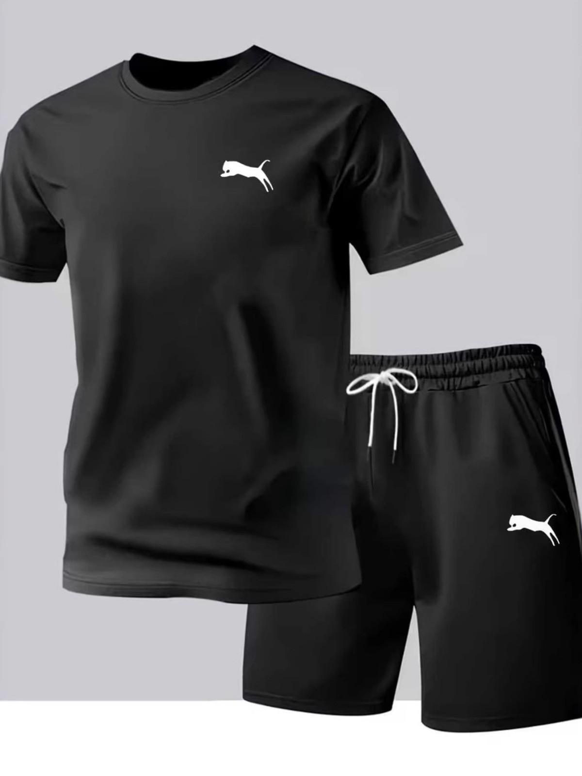 Sportswear Men s Suit Mesh Short Sleeve Shorts Two-piece Set Ice Silk Quick-Drying T-Shirt Running Suit Ice Silk Suit Men s S чёрный