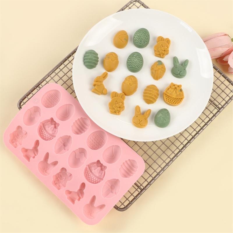 Food Grade Silicone Chocolate Mold Easters Themed Rabbit Eggs Cake Cookie Mould Convenient Kitchen Dessert Baking Tool