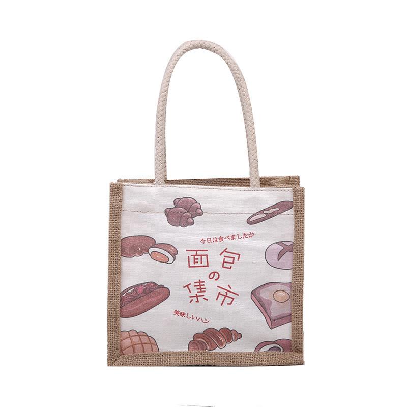 

Canvas Bento Bag Women s Shoulder Tote Bag Cartoon Simple Large Capacity College Student Class Bag