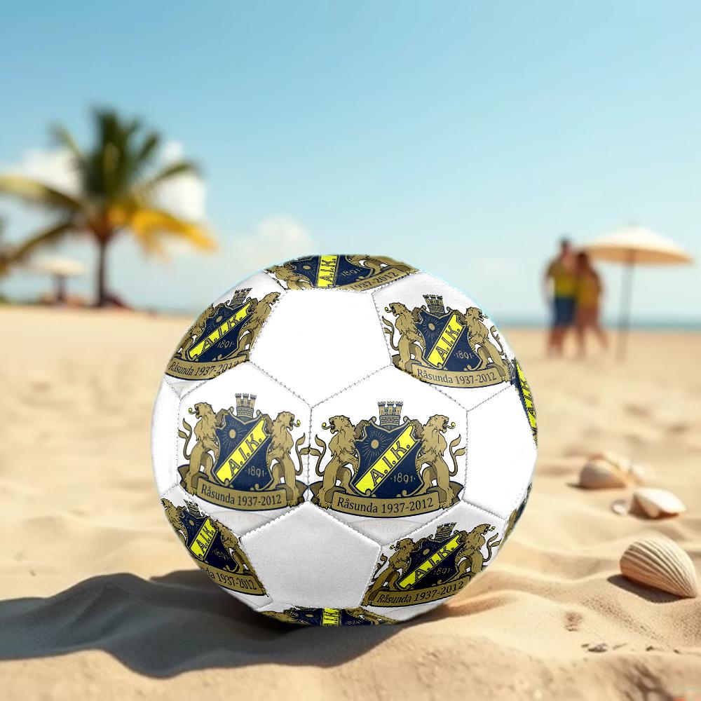Pallone da Calcio FC AIK, colorato, adatto a tutte le età, cucito a macchina, materiale PVC, qualità da competizione, durevole e ad alto rimbalzo