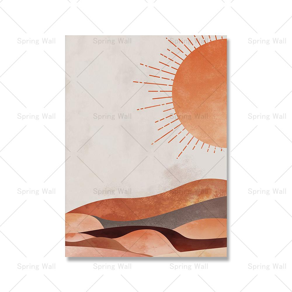 

Абстрактное солнце и луна в стиле бохо, пустыня, настенное искусство, постер, сцена, жженый оранжевый, темно-синий, холст, картина, скандинавский декор для гостиной, без рамки 21*30cm No Frame