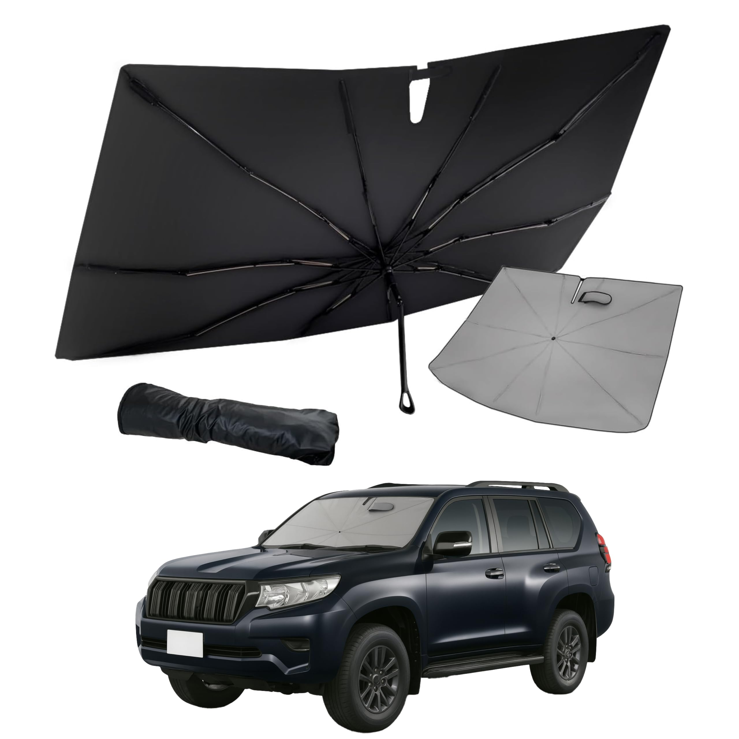 

SunYard Sunshade for the Toyota Land Cruiser Prado 150 Sun Easy Storage Bag Compact Design (2025 Model) Umbrella-Style Series, Protection, чёрный