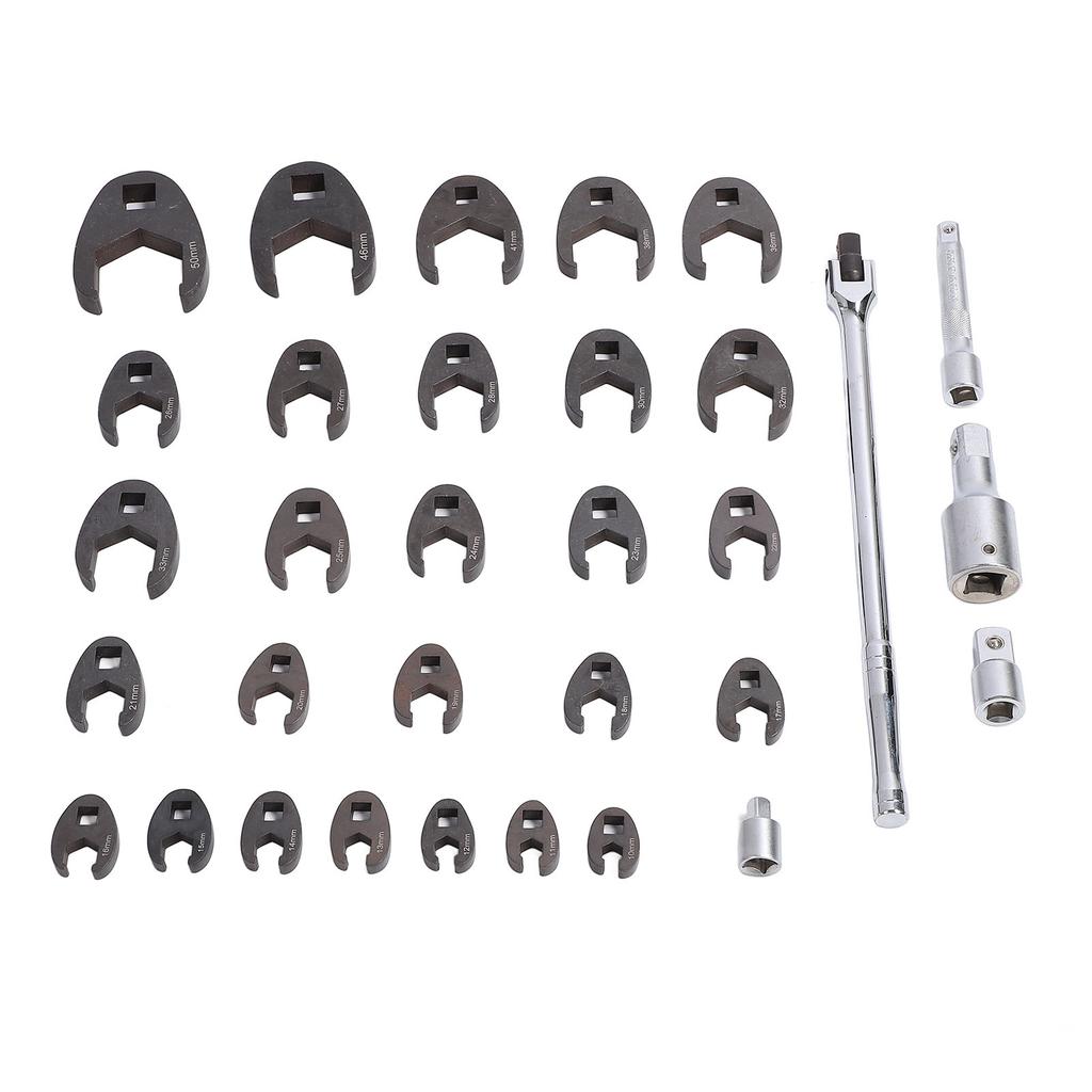 32Pcs 10 to 50mm Metric Tight Clearance Brake Line Wrench Set 3 8 1 2 3 4 Inch Drive Offset Open End Wrenches with