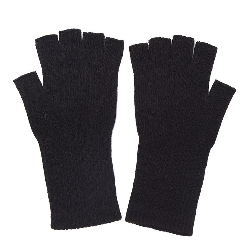 Elastic Fingerless Gloves Winter Warm Black Knitted Thermal Mittens Fashion for Men Women Driving Riding Office Work
