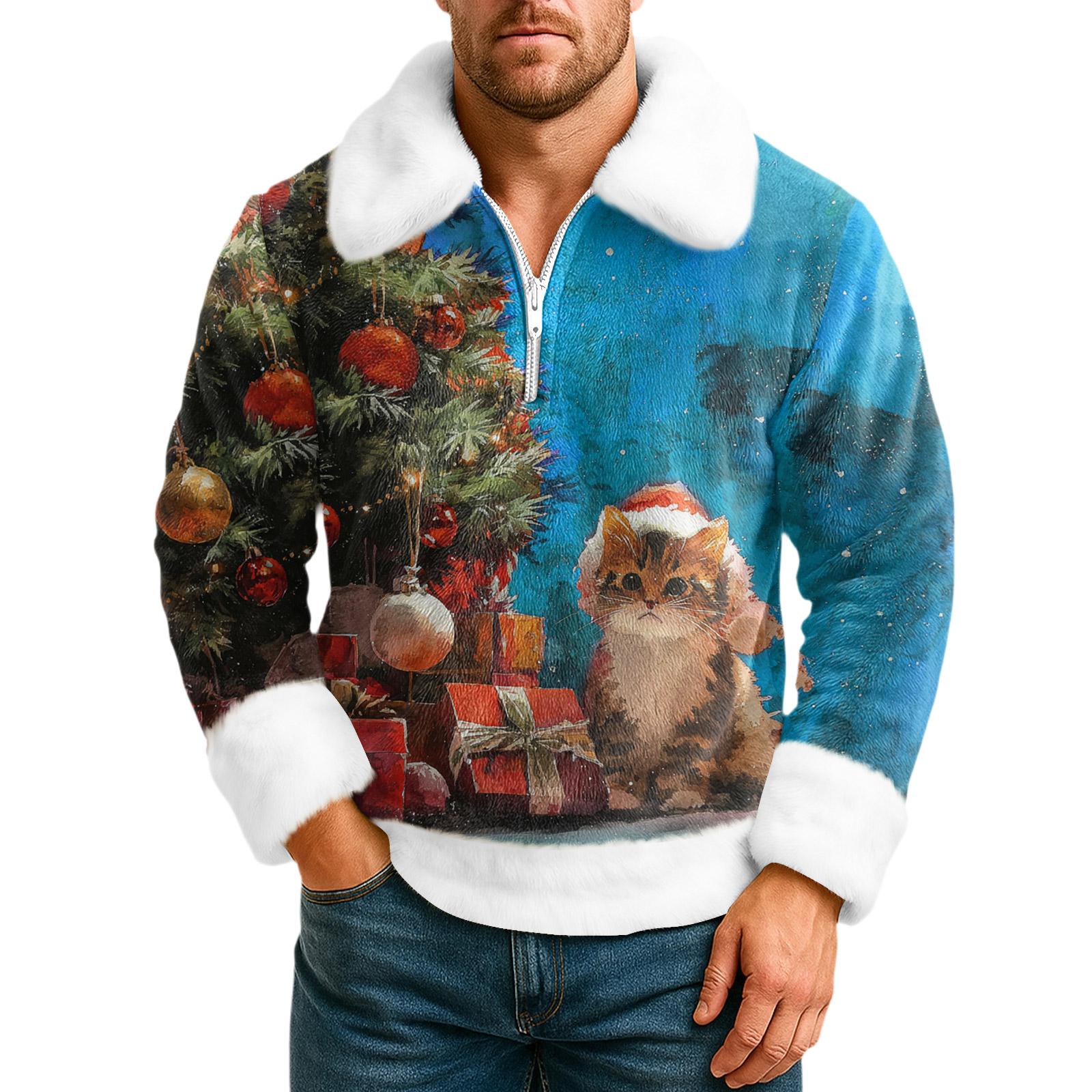 

Men s Leisure Half Zipper Flip Collar Hoodie XL