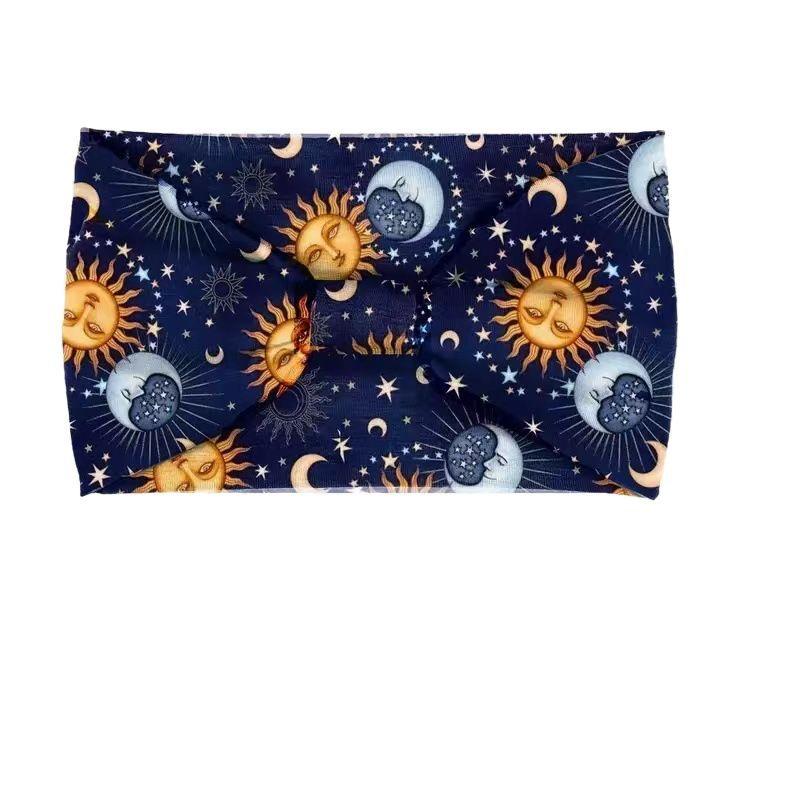 Star Moon Print Personality Pattern Wide Edge Headband Yoga Sports Fitness Headband Headband