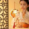 Shadow Box Style Moon Goddess Lantern Translucent Warm Backlight Paper Cut Shadow Lamp Cell Battery Operated Circular Wood