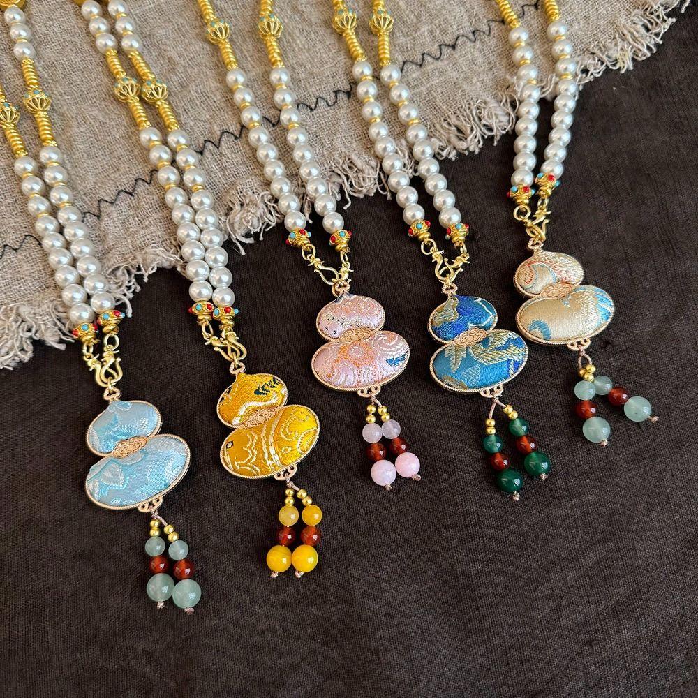 Luxury Chinese Style Necklace Tassels Embroidered Pendant Necklace  for Gifts