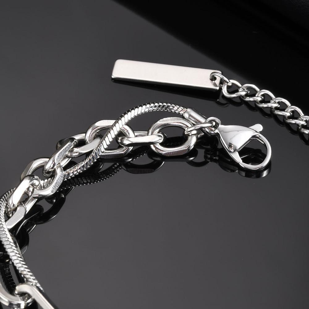 Vnox Men Stainless Steel Snake Chain Bracelet with Cross Charm Adjustable Jewelry Gift for Him