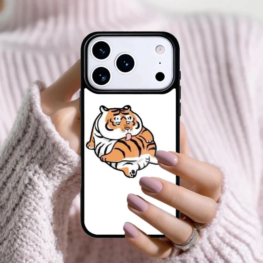 fat tiger Cartoon Funny Phone Case For Apple iPhone 17 Air 16E 15 14 Plus 13 12 11 Pro Max Mini Funda Cover