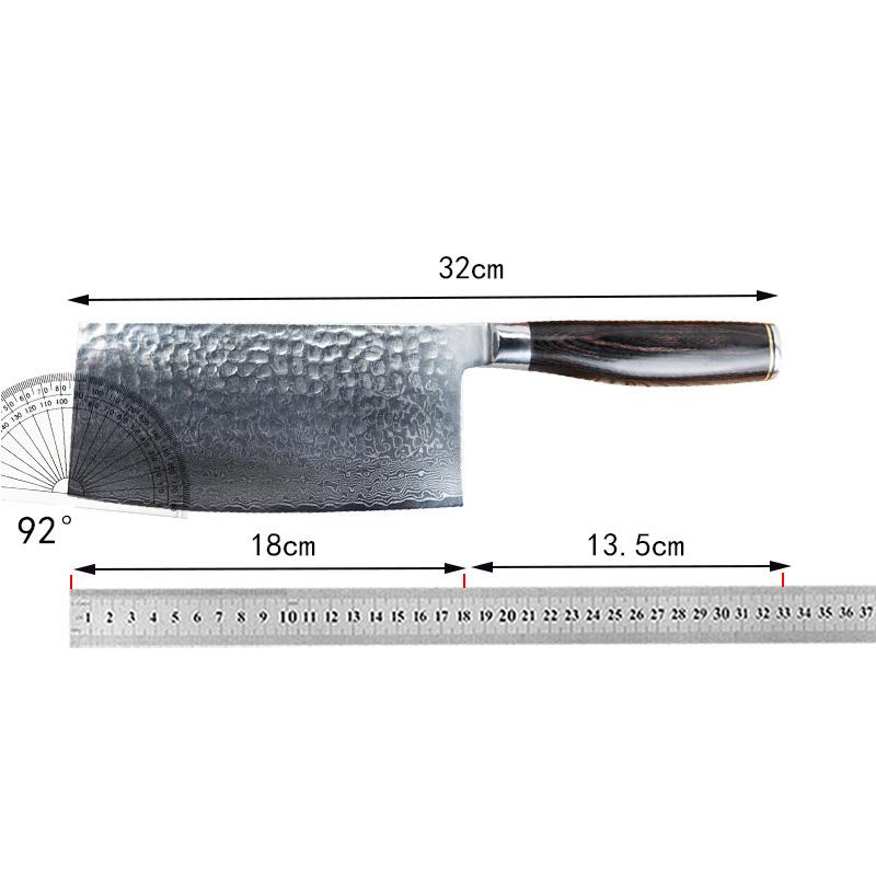 7 Inch Chinese Chef Knife Damascus Steel Blade Wood Handle Slicing Vegetables Cleaver Meat Handmade Forged Kitchen Knife Messer