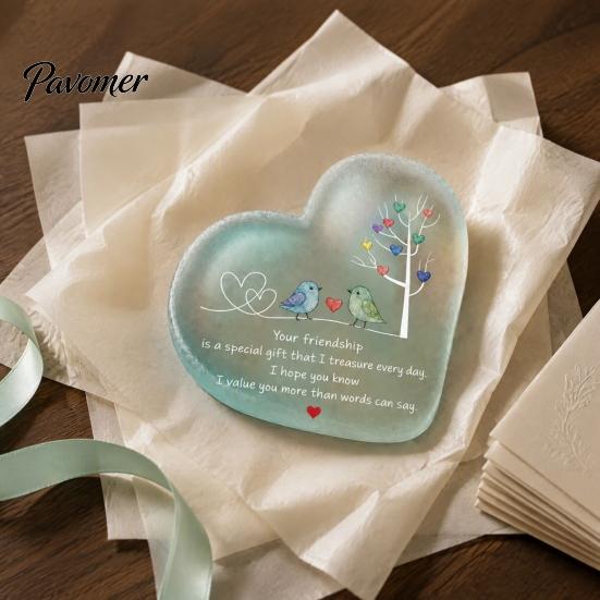 Sentimental Christmas Gifts for Besties Heart Ornament with Heartwarming Message, Best Friend Decorative Ornaments Car Keepsake, Acrylic Desk