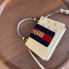 [Pre-Owned] Sylvie Gold Buckle Bee Star Pattern Striped Web Leather Crossbody Bag - Very Good #1S27P1E