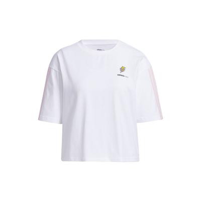 Neo W Fav May Tee 1 Casual Sports Striped Round Neck Short Sleeve T-Shirt Women Tops White GP7135