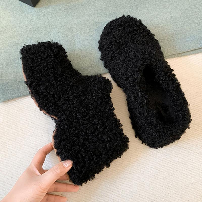 2026New High Heels Women's Cotton Slippers Fur Platforn Casual Warm Mules Shoes Fashion Short Plush Winter Snow Boots Para Mujer