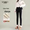 Women's Black Lambswool Leggings: Warm, Thickened Fleece-Lined, Slim Pencil Style, Ideal for Autumn/Winter 2025