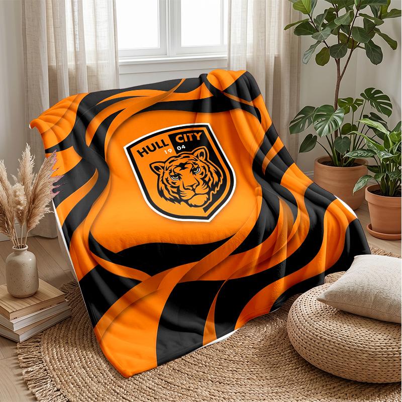 Coperta in Flanella con Stampa Hull City Football, Morbida Calda Leggera Coperta Plaid per Divano Letto Campeggio