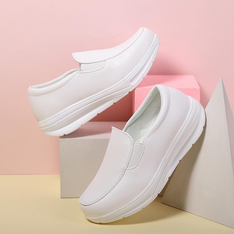 Height increase shaking sole nurse spring and autumn little white shoes platform women's shoes women's small leather shoes