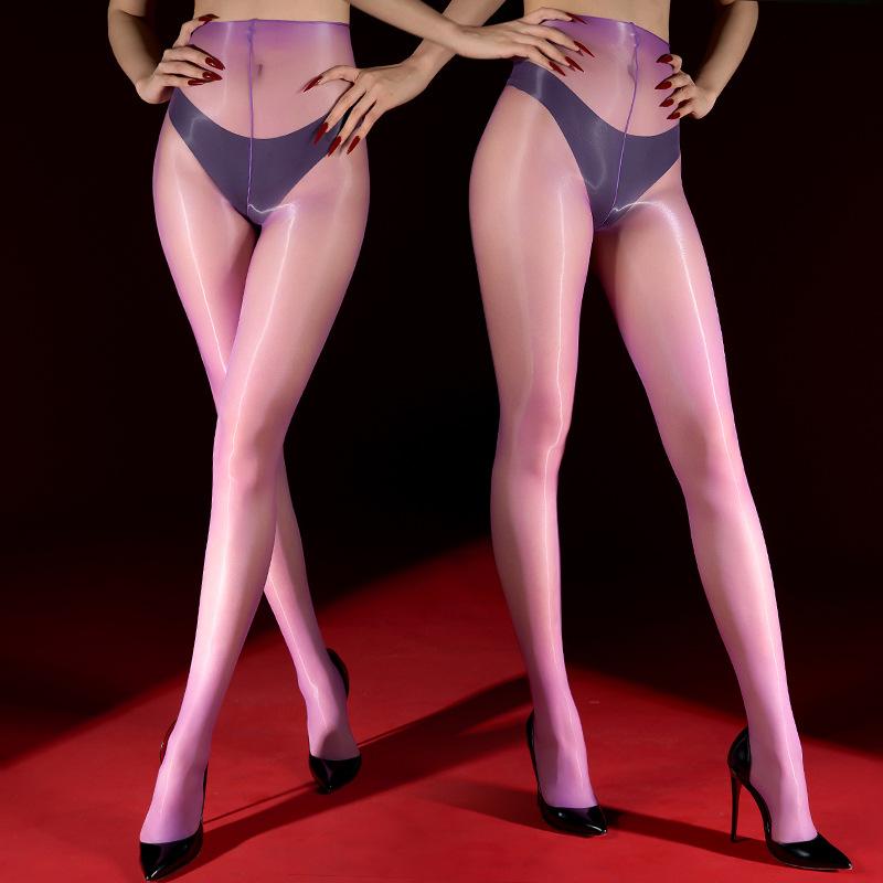 High-Density Seamless High-Waist Invisible Crotch Aurora Pantyhose Glossy Tights