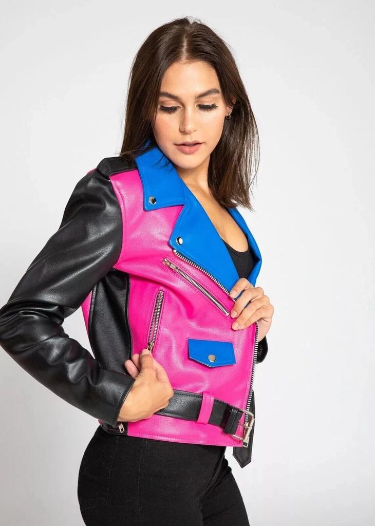 Trendy Multicolor Women's Motorcycle Jacket Leather Lambskin Handmade Casual Stylish Wear