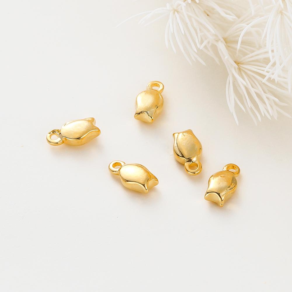 20pcs/lot 14K/18K Gold Color Plated Brass Tulip Shape Pendants 4x7mm Charms Pendant for DIY Necklace Jewelry Making Supplies