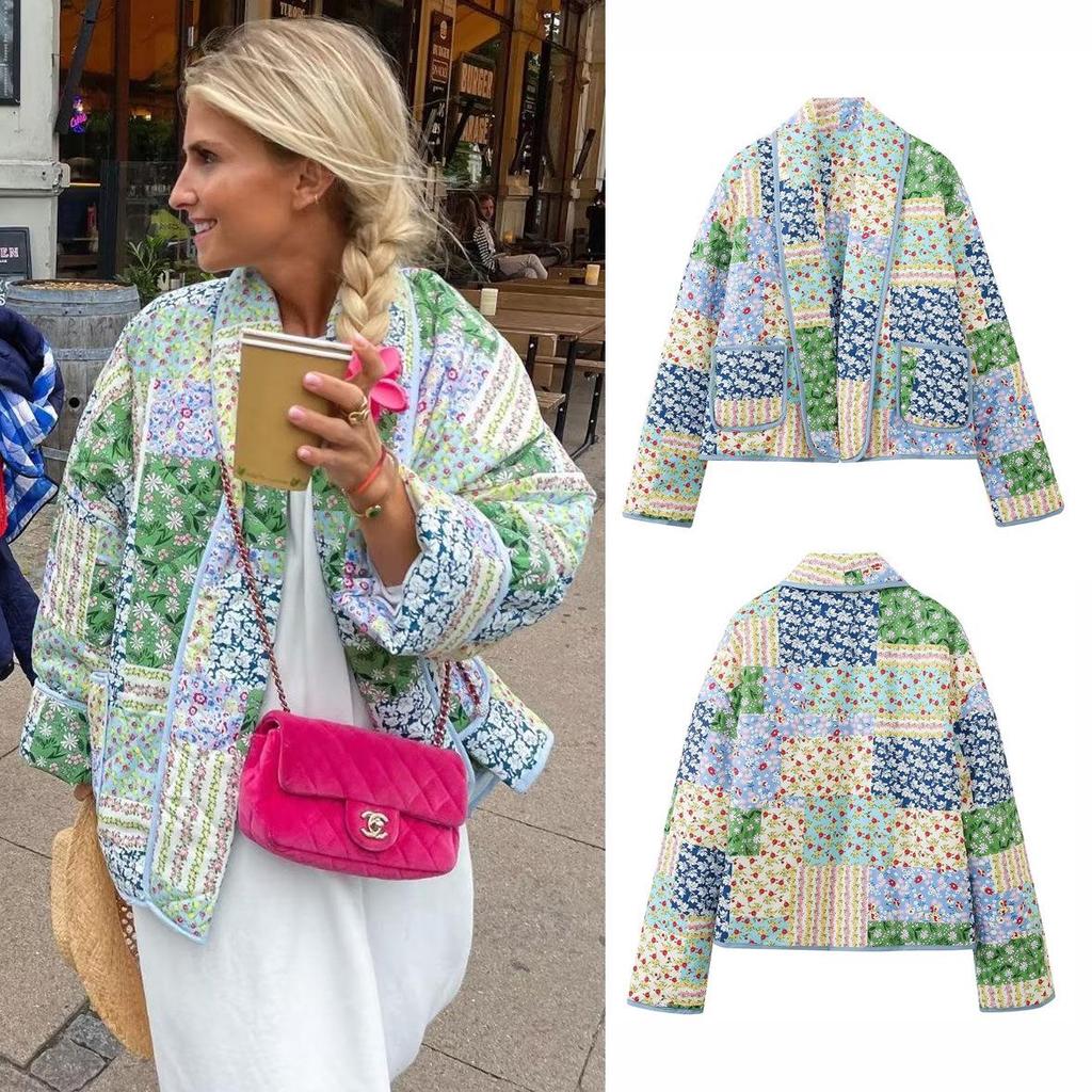 Women's Floral Quilted Short Jacket - Autumn/Winter 2024, M6216