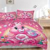 Pink Bear Heart Flowers Print 3Pcs Bedding Setduvet Cover With 2 Bedropillowcase Home Birthday Gift