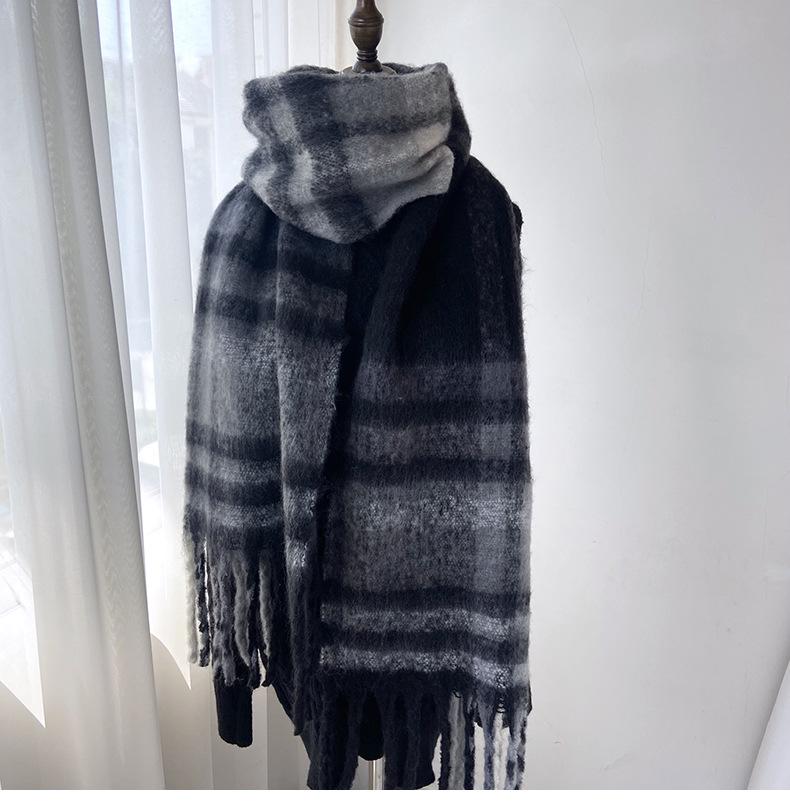 Luxurious Faux Fleece Scarf for Women - Cozy, Thick & Warm Winter Shawl with Tassels, Breathable Polyester, Perfect for Casual Outings