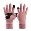 Warm Gloves for Men In Winter Plus Velvet Thickened Warm Touch Screen Non Slip Outdoor Riding Double Sided Fleece Gloves