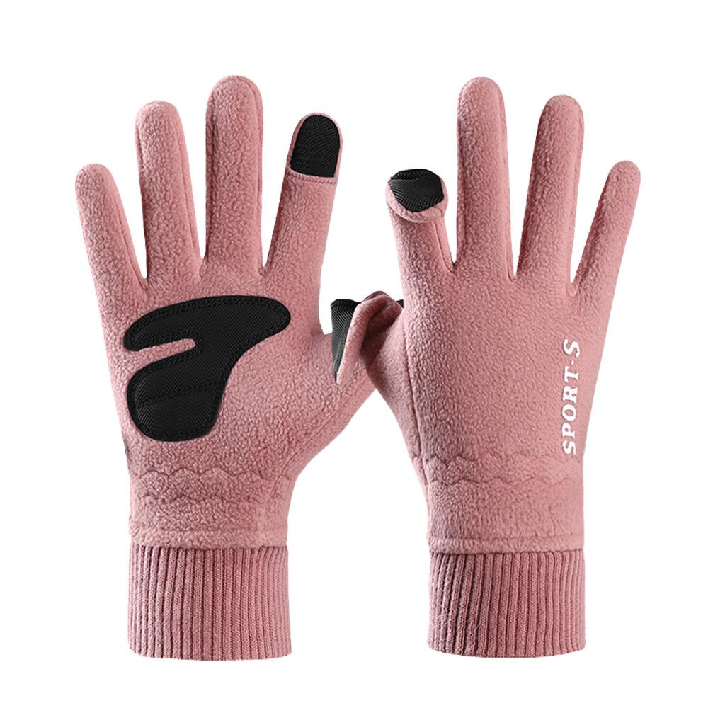 Warm Gloves for Men In Winter Plus Velvet Thickened Warm Touch Screen Non Slip Outdoor Riding Double Sided Fleece Gloves