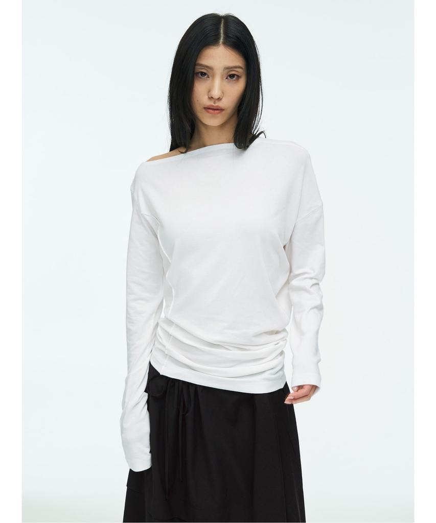 Anggae Asymmetrical Drape T-Shirt White