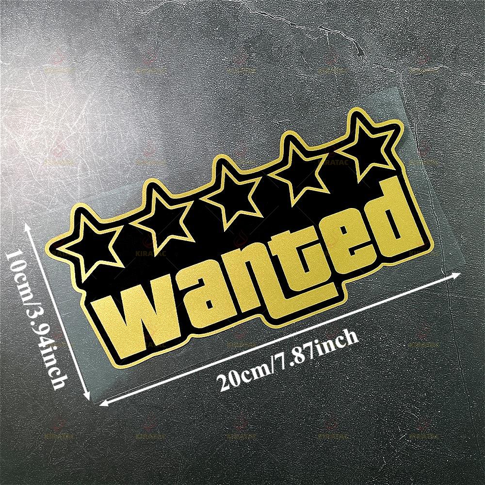 Gold WANTED Motorcycle Sticker for Motorcycle Fuel Tank Tailbox Fairing Car Trunk Scooters Waterproof Universal Vinyl Decals