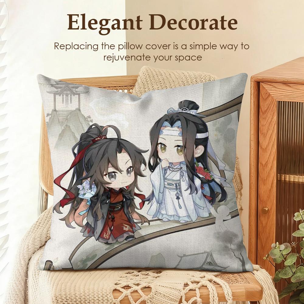 MMo DDao ZZu SShi Cushion Cover Natural Linen Organic Fabric DoubleSided Printing Sofa Home Decor Gift Pillow Case