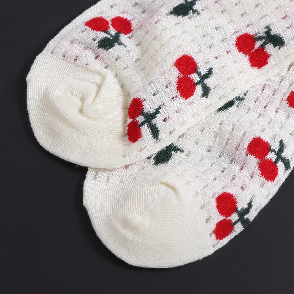Ruffle Cherry Short Socks Letter Summer Tube Socks Kawaii Mesh Ankle Socks Lady