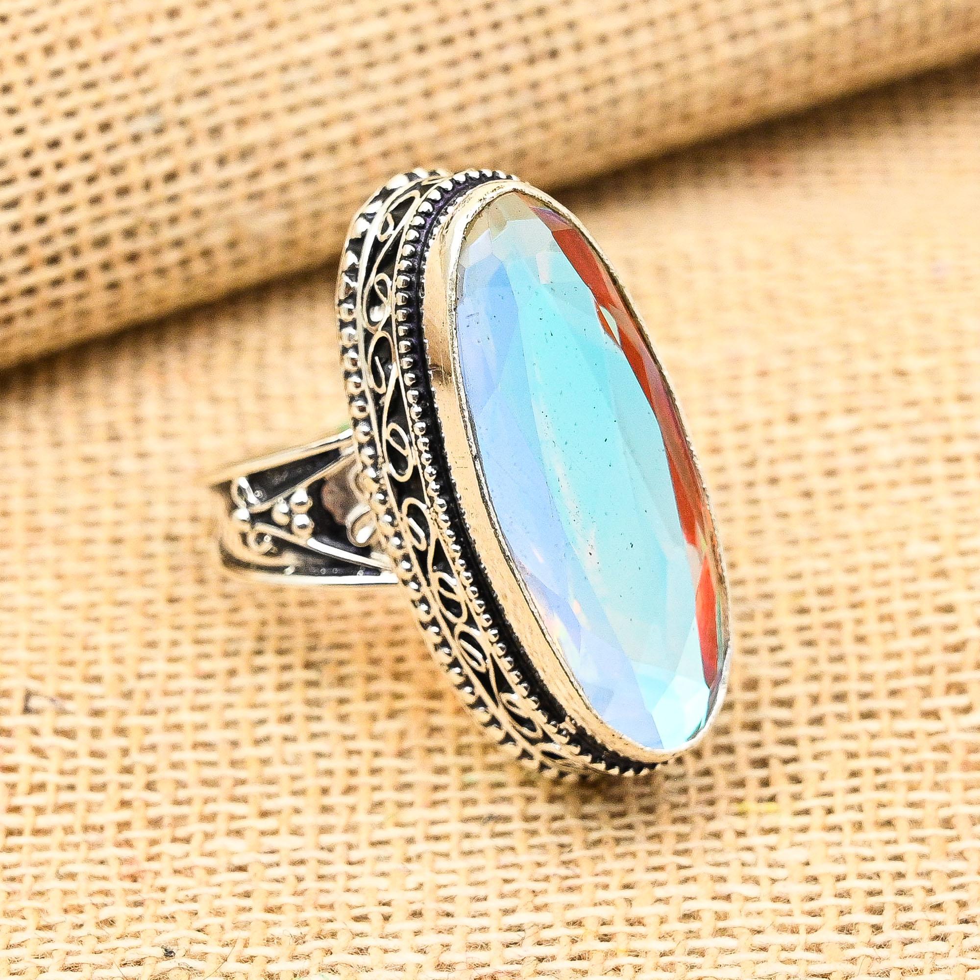 

Красивый мистический топаз, драгоценный камень, ювелирные изделия ручной работы из твердого серебра 925 пробы 12 белый