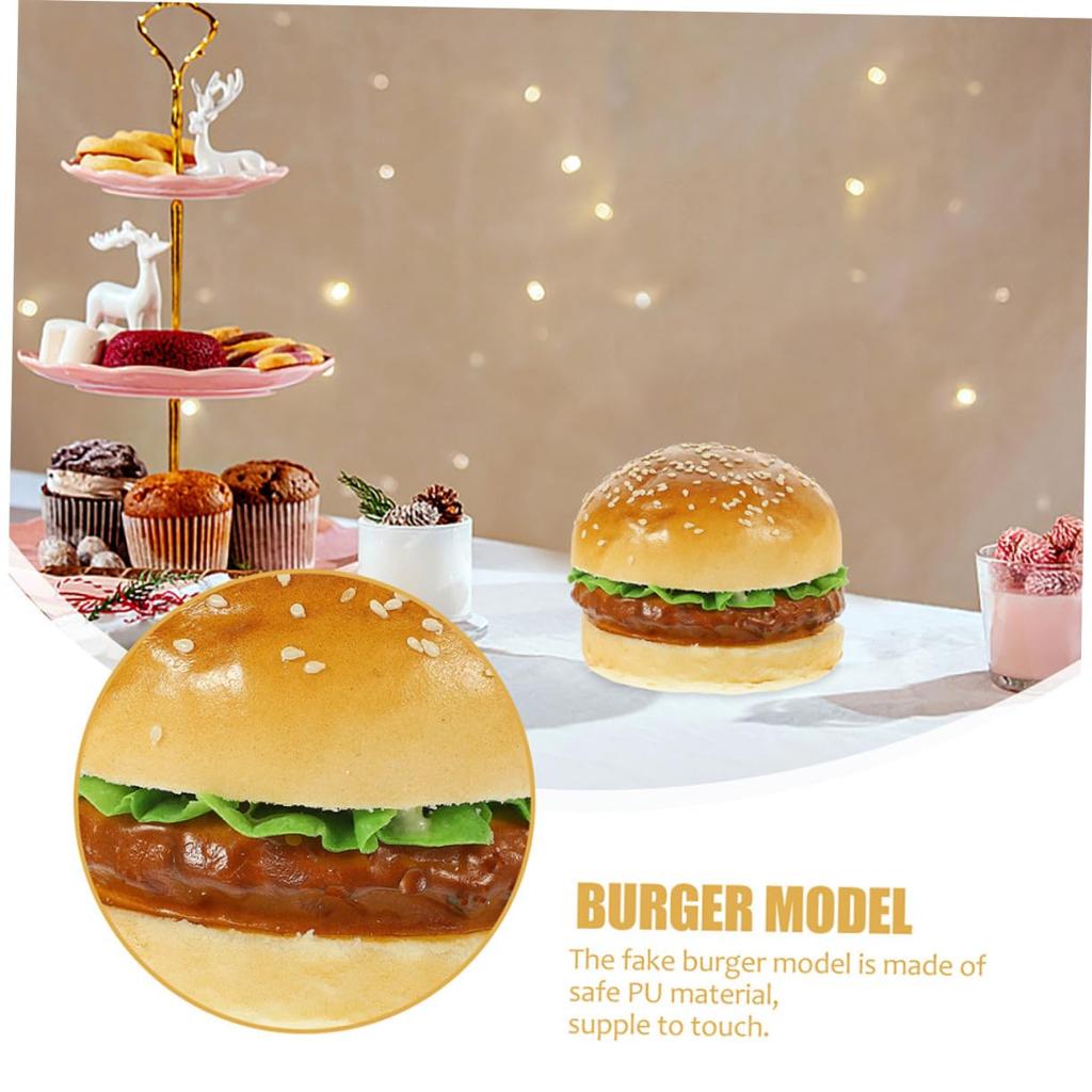 NOLITOY Realistic Simulation Hamburger Model for Photography Food Table and Educational Pretend Textured and 2-Piece Props, Samples, Decorations,