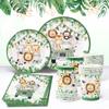 Jungle Safari Одноразовий посуд Паперові тарілки Чашки Animal 1st Wild One Birthday Party Decor kids Baby Shower Supplies Woodland