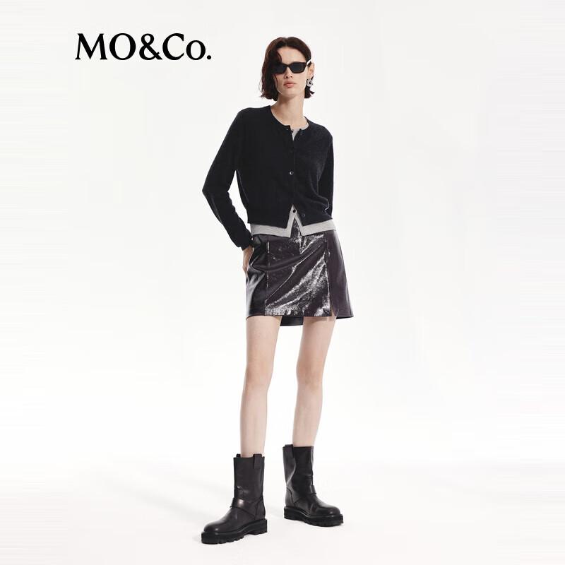 MO&Co. Wool Cashmere Blend Faux Two-Piece Knit Cardigan