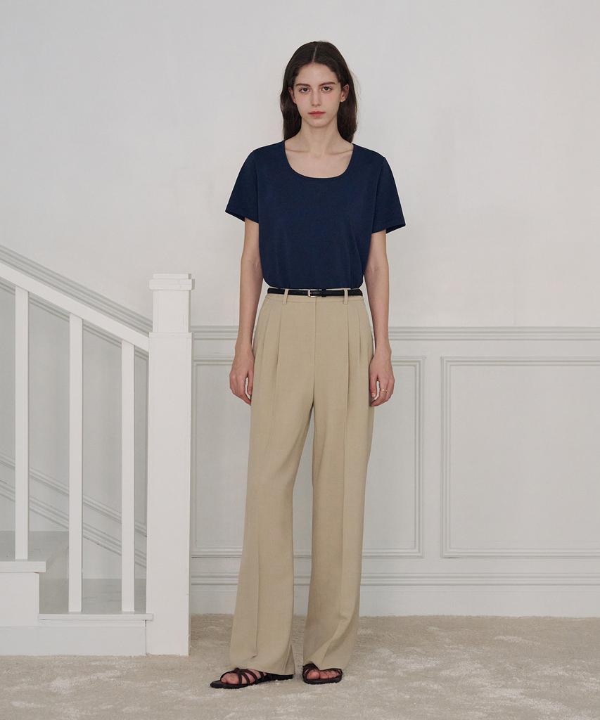 Deuloupisumeon Supima Silket U-Neck Short Sleeve T-Shirt [Navy]