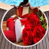 Gift Box Round Beach Towel, Superfine Polyester Sand Resistant Beach Blanket, Absorbent Quick Dry Portable Pool Towel Picnic Mat