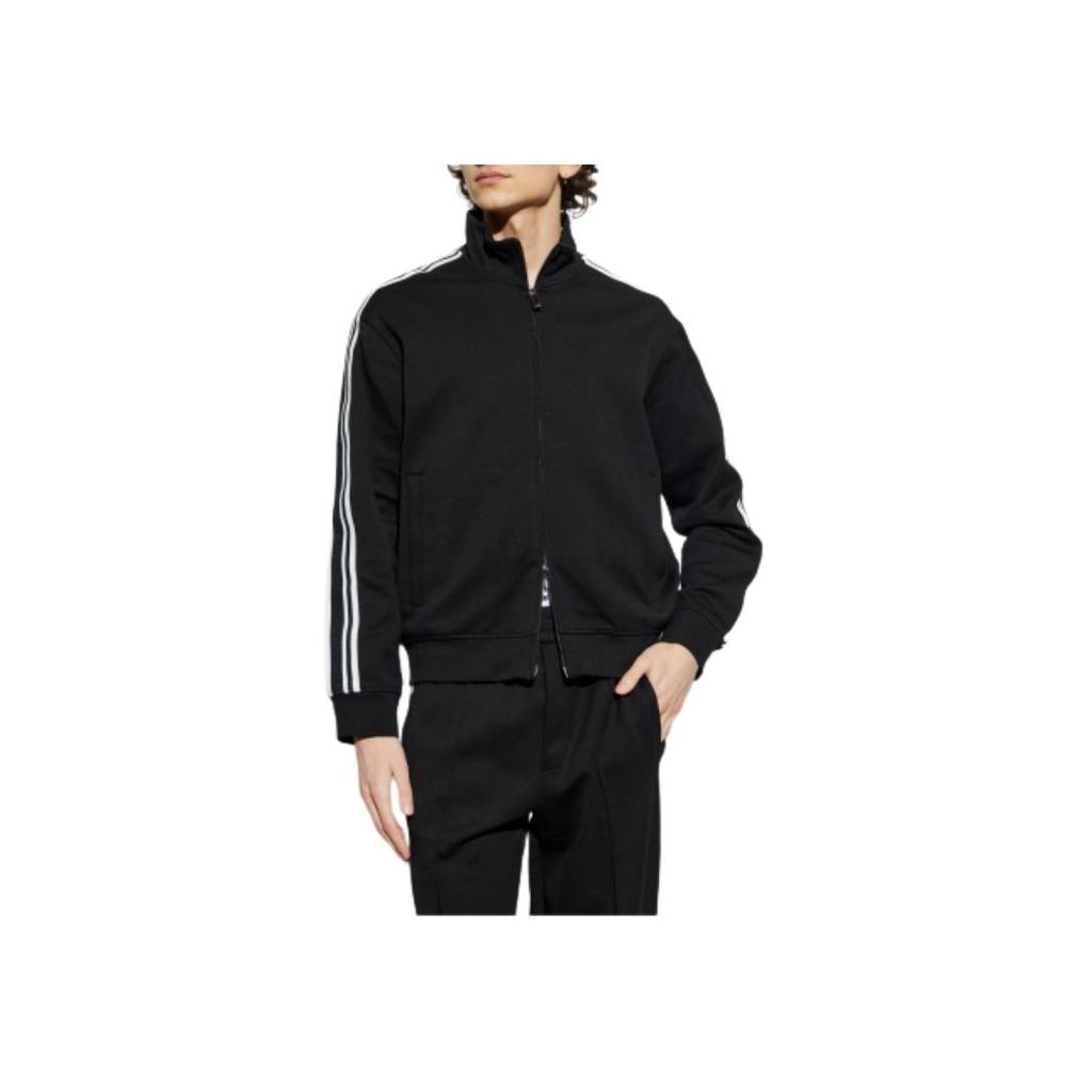 Emporio Armani Striped Zip-Up Stand Collar Long Sleeve Jacket Men jackets Black EM001110-AF13488-UC001