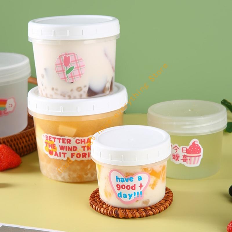 Transparent PP Snacks Containers Sealed Lids For Microwave And Office Use Plastic Seasoning Holder Puddings Cup 55KF