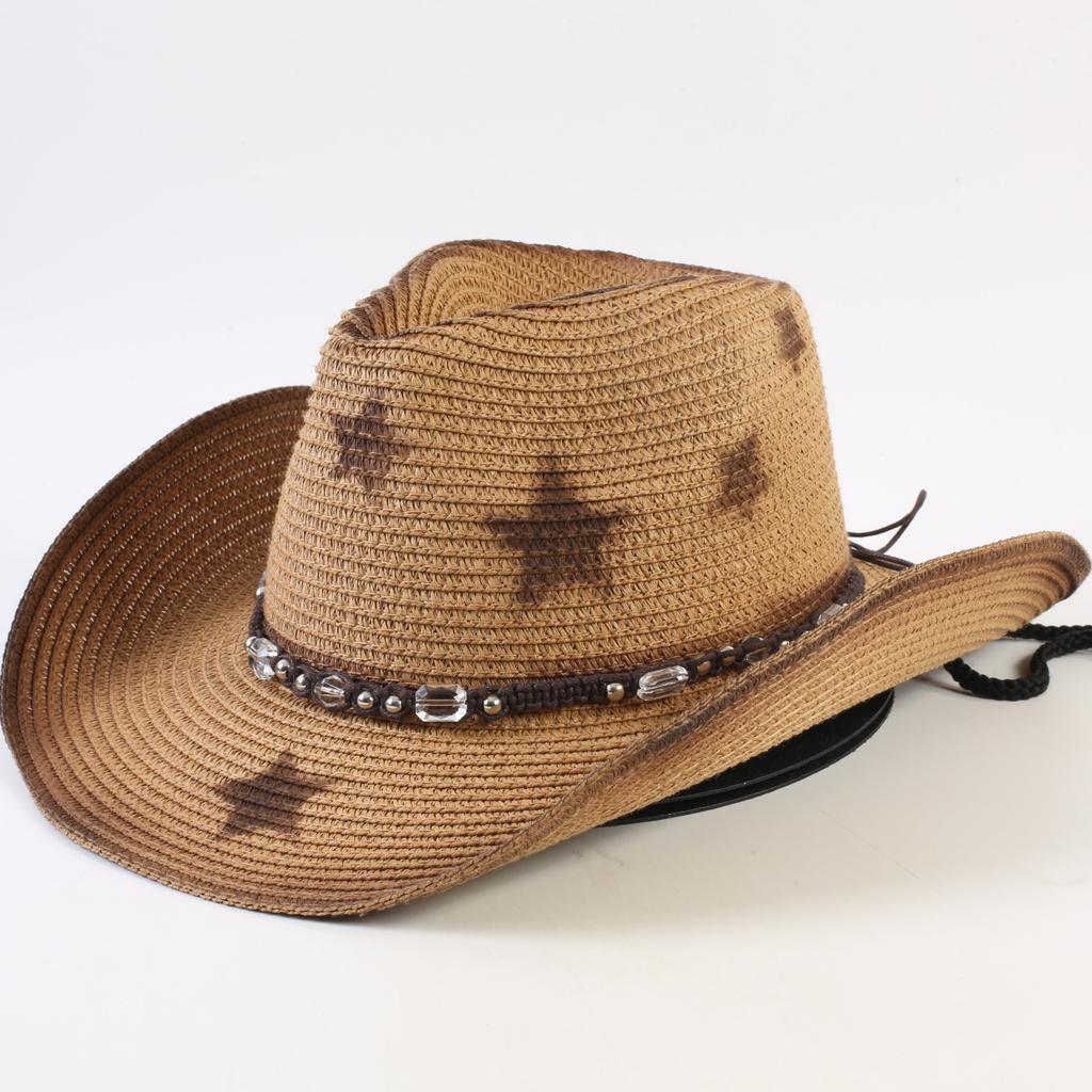 Popular Western Cowboy Straw Hat Men's and Women's Fashion Shade Straw Hat Classic Outdoor Western Cowboy Hat