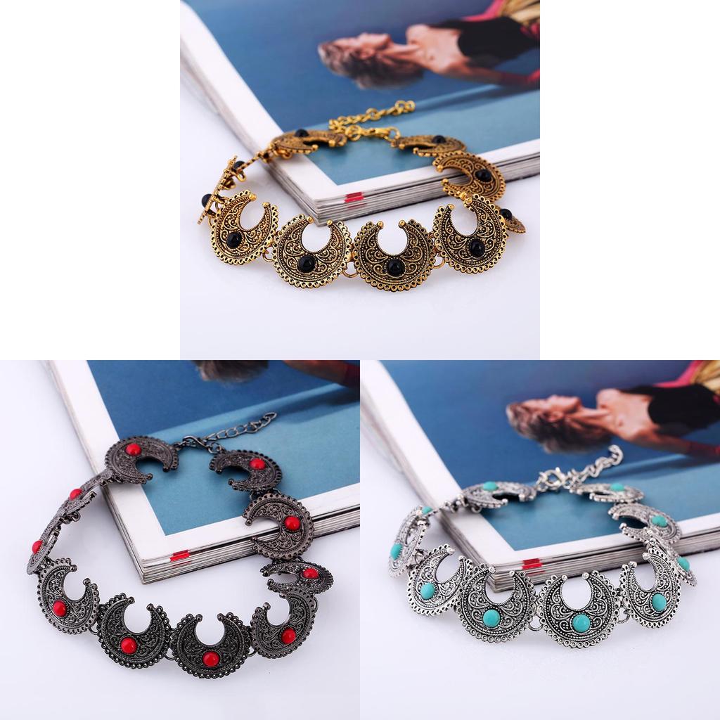 Bohemian Style Necklace Alloy Geometric Artificial Turquoise Jewelry For Casual And Gift Use