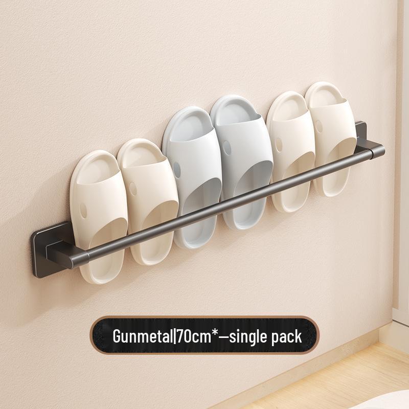 Cream No-Drill Wall-Mounted Shoe Rack for Bathroom or Behind Door