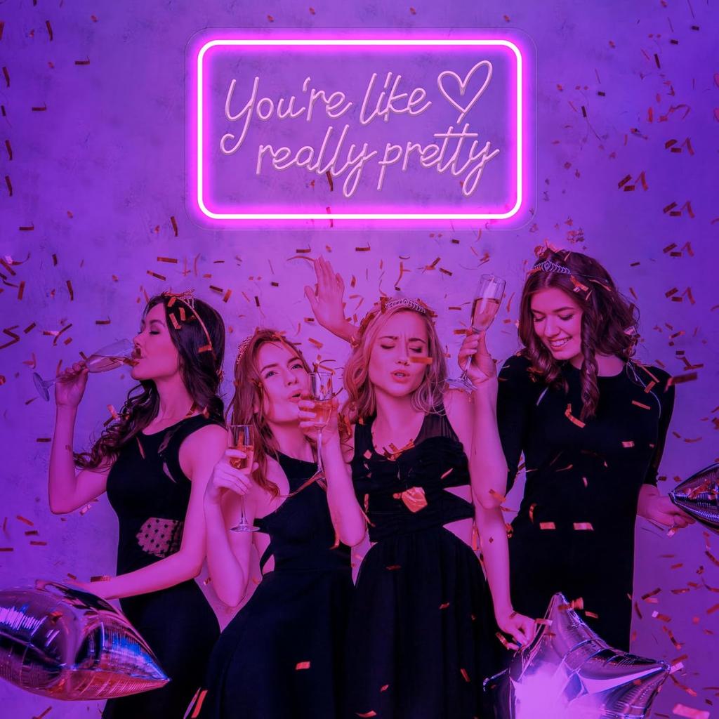 Your Like Really Pretty Neon lights for wall decoration,15.7*10.4 inch pink neon party decoration,USB Dimmable Switch LED Neon Sign for Salon