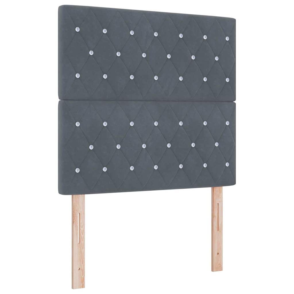Box Spring Bed with Mattress Dark Gray 200 x 90 cm Velvet