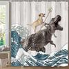 Digital Print Waterproof Cat Shower Curtain – Mildew-Proof Animal Design for Bathroom Partition