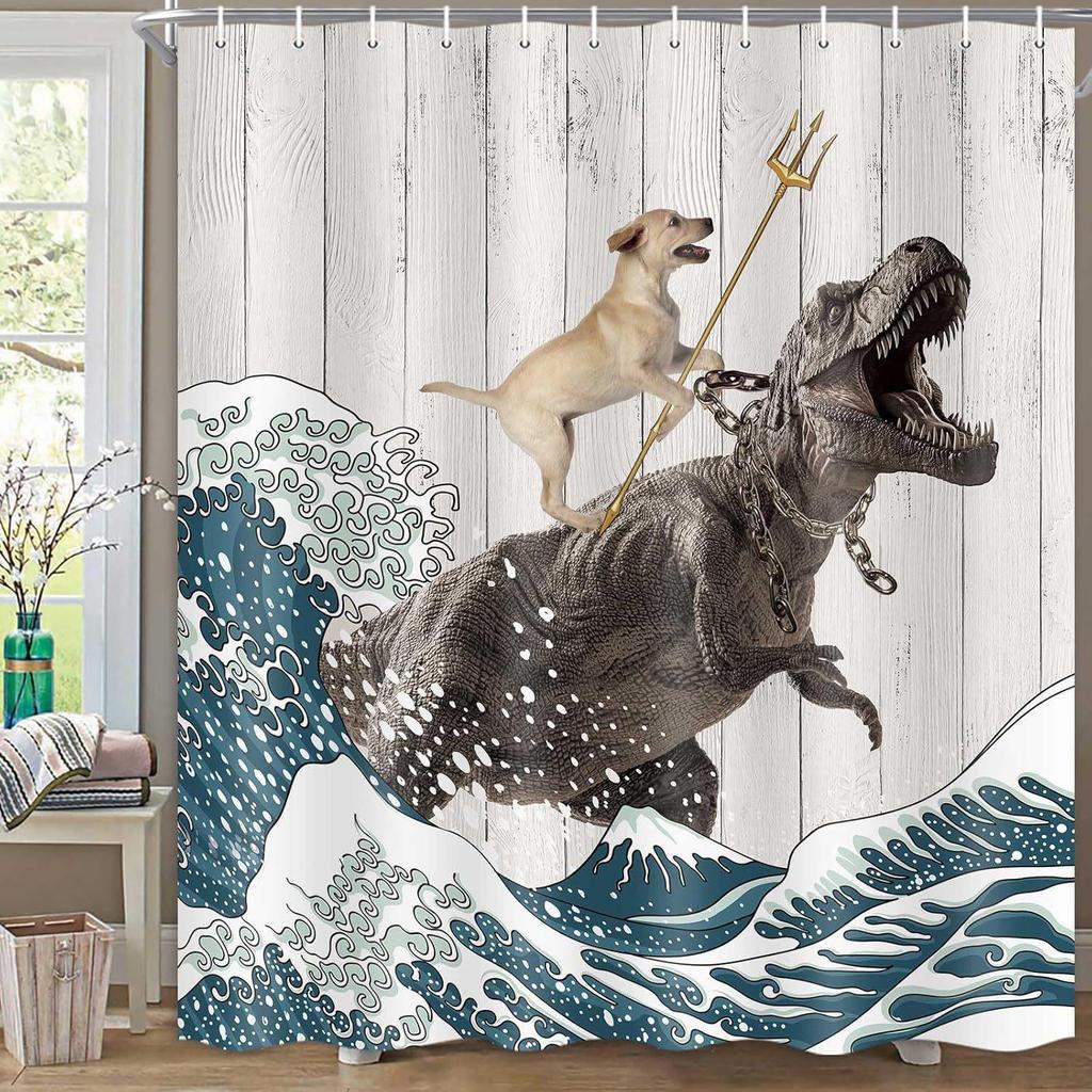 Digital Print Waterproof Cat Shower Curtain – Mildew-Proof Animal Design for Bathroom Partition