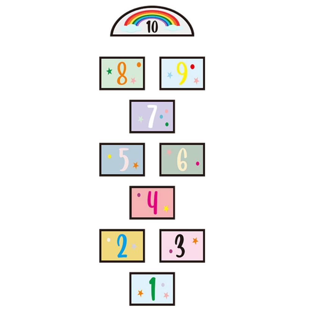 PVC Hopscotch Game Floor Stickers Self-adhesive Wall Art Creative Cartoon Number Grids  Kid's Room